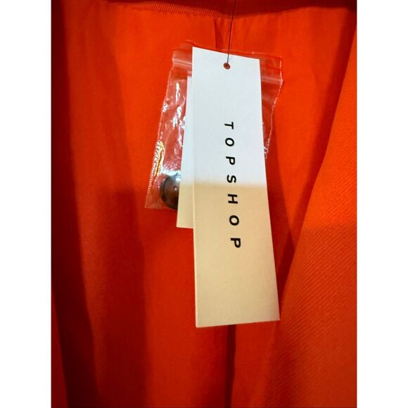 TopShop Womens Size 4 Oversized Long Blazer Jacket Bright Orange Career Fall NWT - Picture 6 of 9